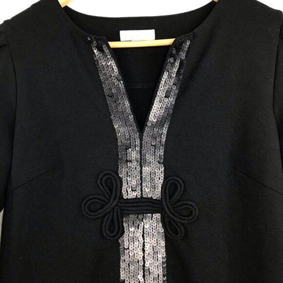 Lilly Pulitzer black tunic top-front bow/sequins-6 - Picture 2 of 8